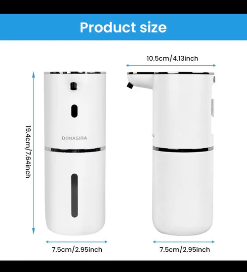P18 dispenser dimensions: 19.4 cm tall and 7.5 cm wide